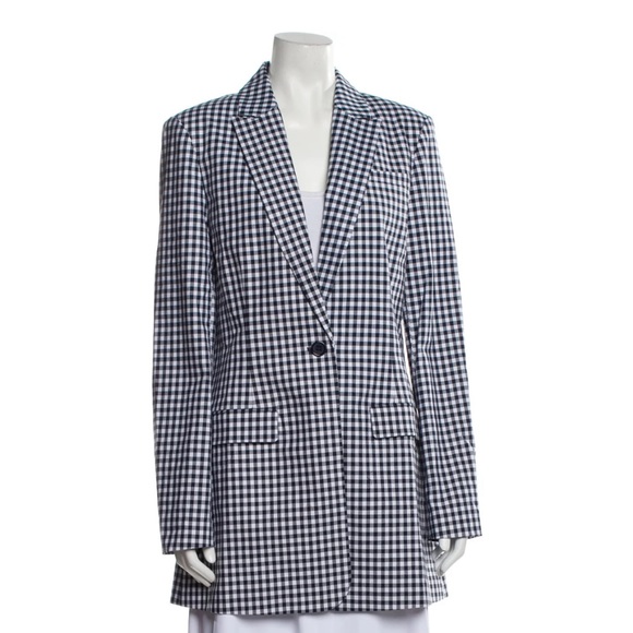 NWT Favorite Daughter Navy Blue Gingham Blazer Size Small - Picture 3 of 10